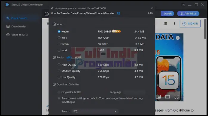 EaseUS Video Downloader İndir Free